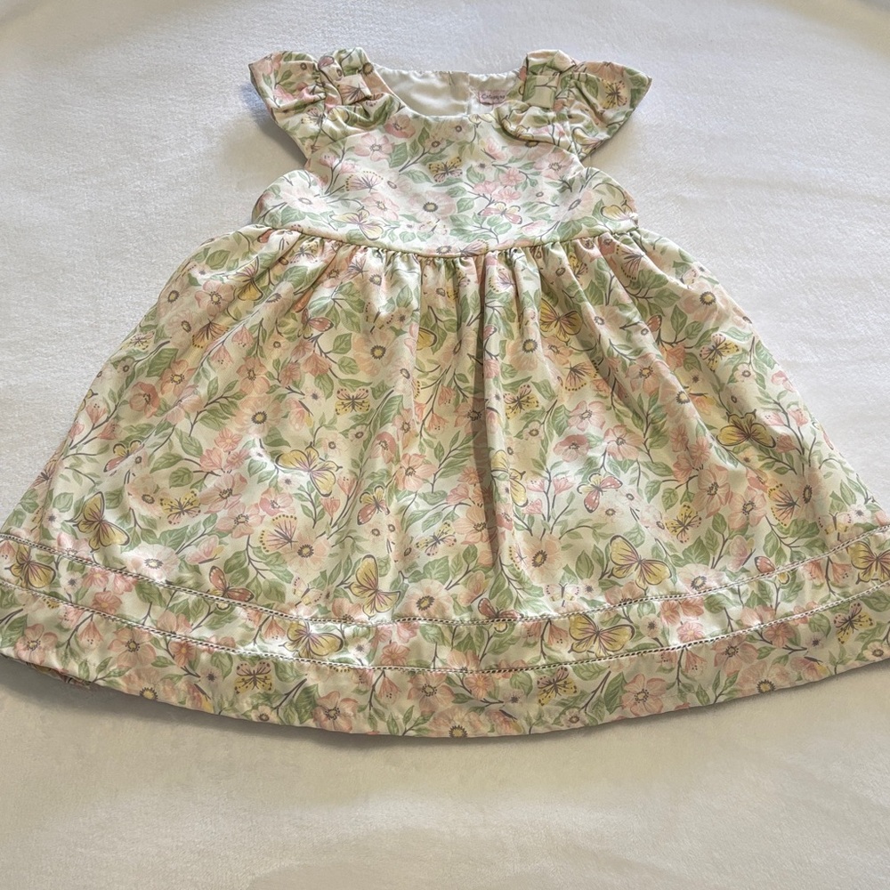Girls Party Dress - Malandrino, Size 4, Pastel Floral, Flowers, White, Spring